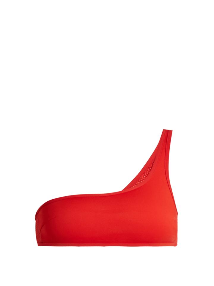 Stella Mccartney Neoprene And Mesh One-shoulder Bikini Top