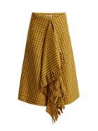 Matchesfashion.com Balenciaga - Ruffle Detail Checked Wool Skirt - Womens - Yellow Multi