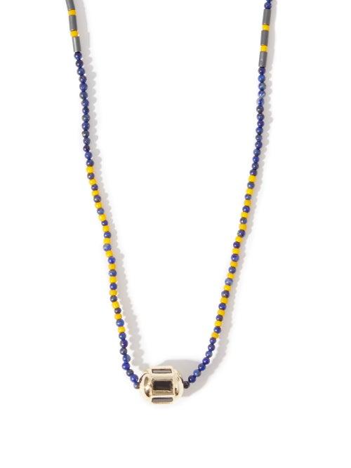Matchesfashion.com Luis Morais - Hexagon Lapis-lazuli & 14kt Gold Necklace - Mens - Multi