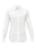 Matchesfashion.com Alexander Mcqueen - Piqu-panelled Cotton-blend Poplin Harness Shirt - Mens - White