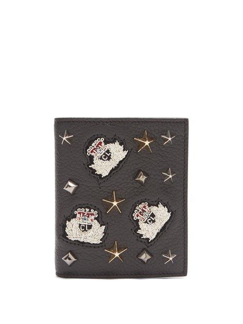 Matchesfashion.com Christian Louboutin - Paros Embellished Bi Fold Leather Wallet - Mens - Black Multi