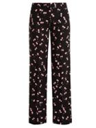 Matchesfashion.com Miu Miu - Cherry Print Mid Rise Wide Leg Trousers - Womens - Black Pink