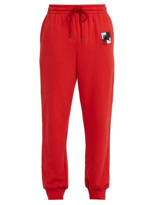 Matchesfashion.com Burberry - Logo Embroidered Cotton Track Pants - Mens - Red