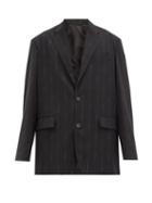 Matchesfashion.com Balenciaga - Logo-pinstripe Oversized Twill Blazer - Mens - Black