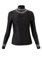 Paco Rabanne - Crystal-embellished High-neck Jersey Top - Womens - Black