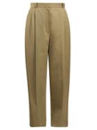 Matchesfashion.com The Row - Nica High Rise Cotton Trousers - Womens - Green