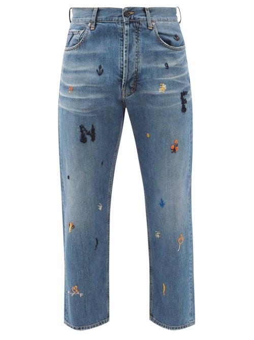 Nick Fouquet - Uzzi Embroidered Cropped Jeans - Mens - Navy