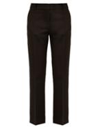 Matchesfashion.com Valentino - High Rise Wool And Silk Blend Cigarette Trousers - Womens - Black