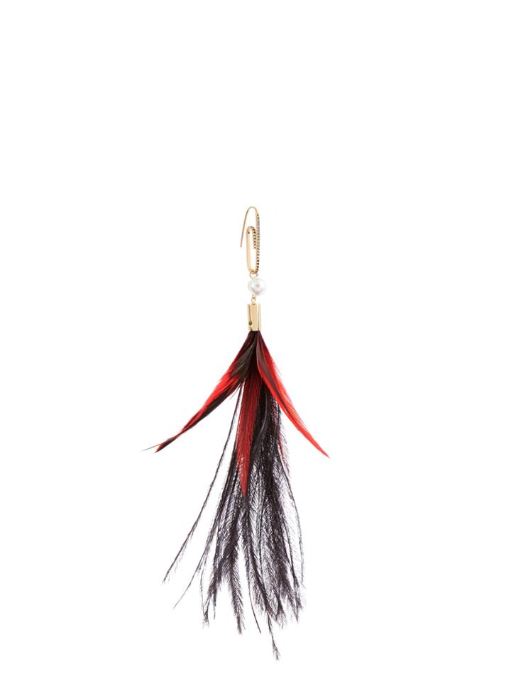 Hillier Bartley Cubic-zirconia, Feather And Gold-plated Earring