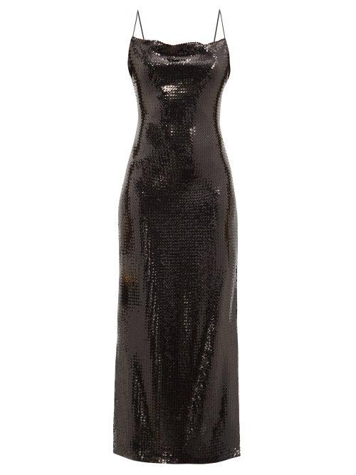 Matchesfashion.com Balmain - Rouleaux-strap Sequinned Slip Dress - Womens - Black