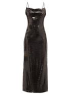 Matchesfashion.com Balmain - Rouleaux-strap Sequinned Slip Dress - Womens - Black