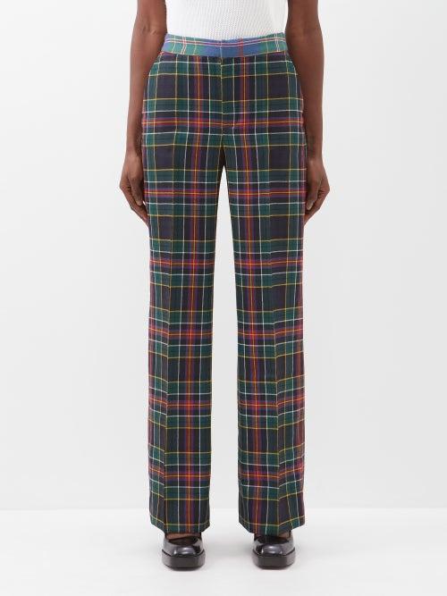 Shrimps - Rudy Wool-tartan Trousers - Womens - Navy