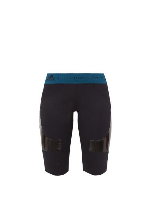 Matchesfashion.com Adidas By Stella Mccartney - Logo Jacquard Hybrid Shorts - Womens - Black