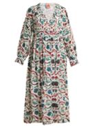 Le Sirenuse, Positano Callista Parsley-print Pleated Cotton Dress