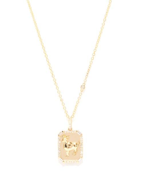 Shay - Aries Diamond & 18kt Gold Zodiac Necklace - Womens - Red