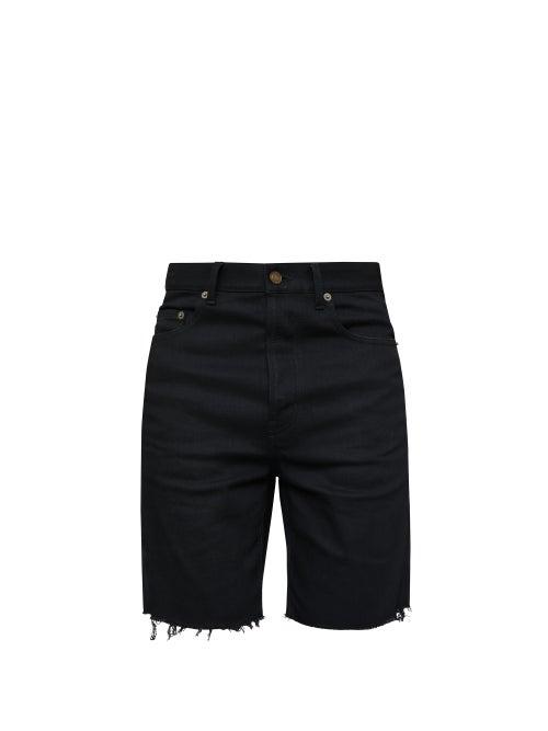 Saint Laurent - Raw-hem Denim Shorts - Mens - Black