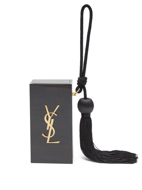 Matchesfashion.com Saint Laurent - Matchbox Logo Plaque Clutch Bag - Womens - Black