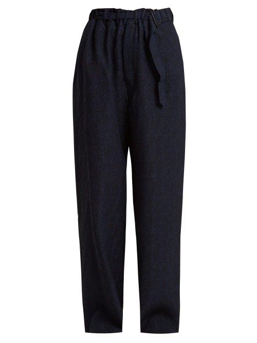 Matchesfashion.com Lemaire - Flecked Silk Blend Trousers - Womens - Navy