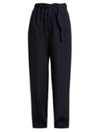Matchesfashion.com Lemaire - Flecked Silk Blend Trousers - Womens - Navy