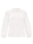 Matchesfashion.com Redvalentino - Lace-trimmed Crepe Blouse - Womens - White