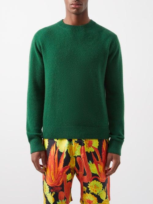 The Elder Statesman - Simple Crew Cashmere Sweater - Mens - Green