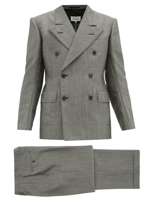 Matchesfashion.com Maison Margiela - Double Breasted Wool Suit - Mens - Black White