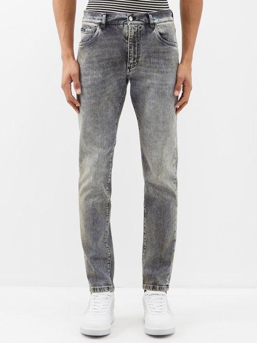 Dolce & Gabbana - Slim-leg Washed-denim Jeans - Mens - Grey