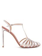 Matchesfashion.com Francesco Russo - Caged Leather Stiletto Sandals - Womens - Silver