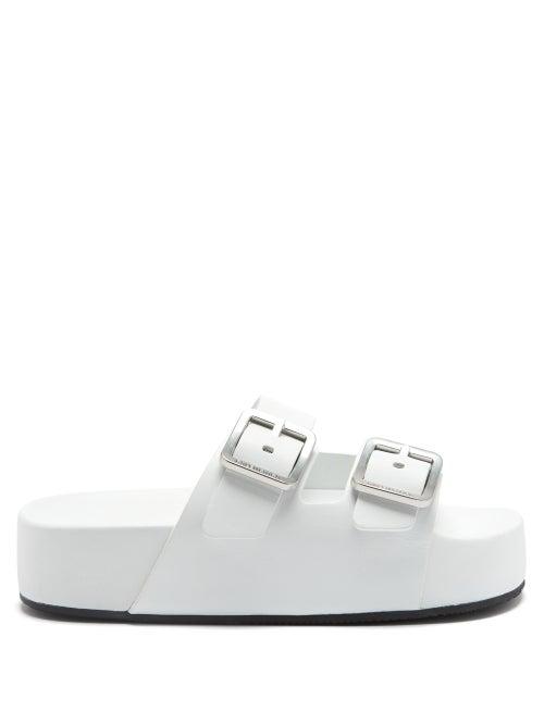 Balenciaga - Mallorca Leather Flatform Slides - Womens - White