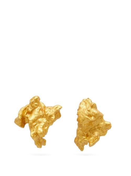 Matchesfashion.com Ingy Stockholm - Mismatched Painted-wood Earrings - Womens - Gold