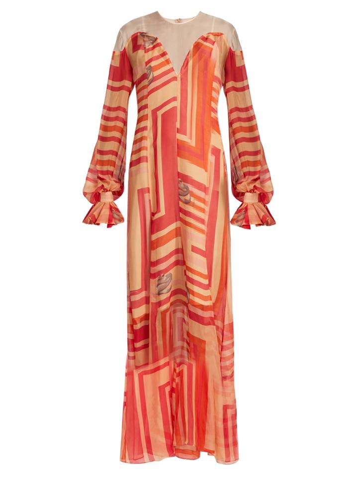 Katie Eary Geo-print Silk-chiffon Maxi Dress