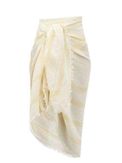 Totme - Monogram-print Cotton Sarong - Womens - Beige White