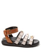 Marni Triple-strap Embellished Leather Sandals
