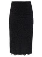Matchesfashion.com Valentino - High-rise Cordonnet-lace Pencil Skirt - Womens - Black