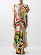 Pucci - Iride-print Silk Crepe De Chine Maxi Dress - Womens - Black Multi