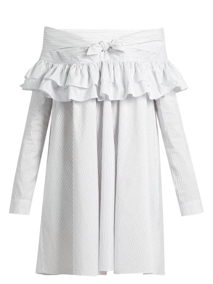 Isa Arfen Knot-front Ruffled Cotton-blend Dress