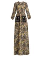 Matchesfashion.com No. 21 - Floral Print Silk Crepe Dress - Womens - Yellow Multi