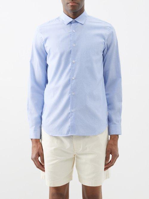 Orlebar Brown - Giles Cotton-poplin Shirt - Mens - White Blue