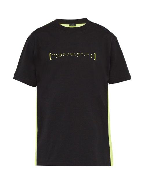 Matchesfashion.com Marcelo Burlon - Confidential Print Two Tone Cotton T Shirt - Mens - Black Yellow