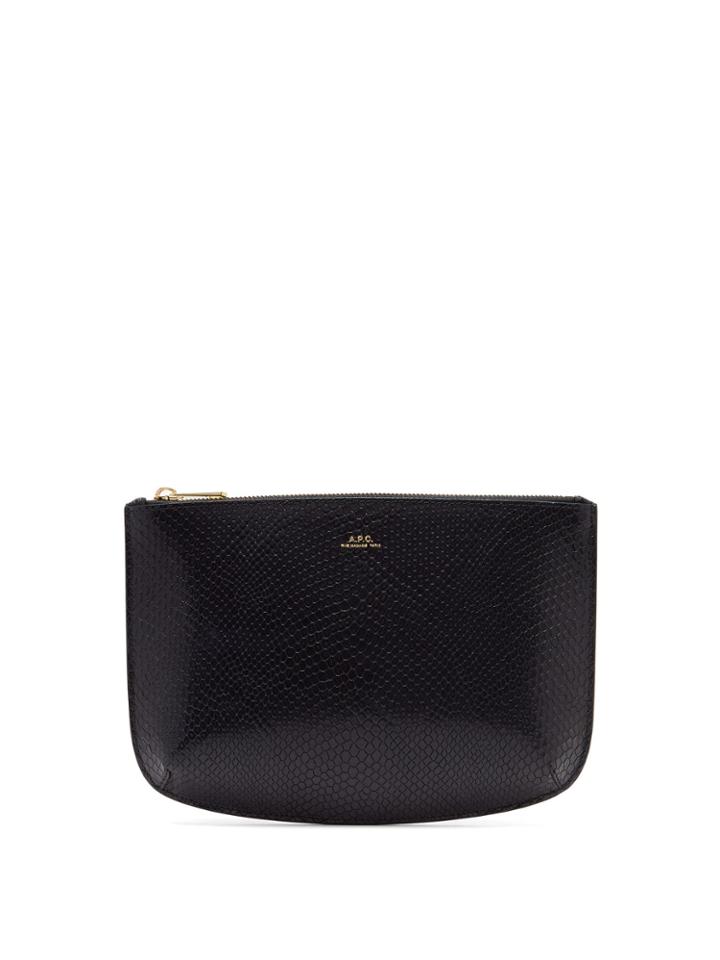 A.p.c. Sarah Snakeskin-effect Leather Pouch