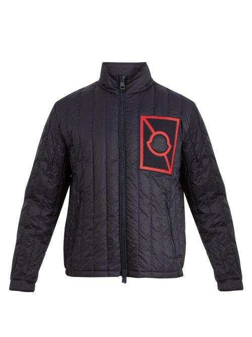 Matchesfashion.com Moncler - Logo Embroidered Quilted Down Jacket - Mens - Navy Multi