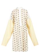 Matchesfashion.com Loewe - Anagram Embroidery Poplin Shirtdress - Womens - White Multi