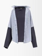 Balenciaga - Jersey-layered Striped Poplin Shirt - Womens - Blue White