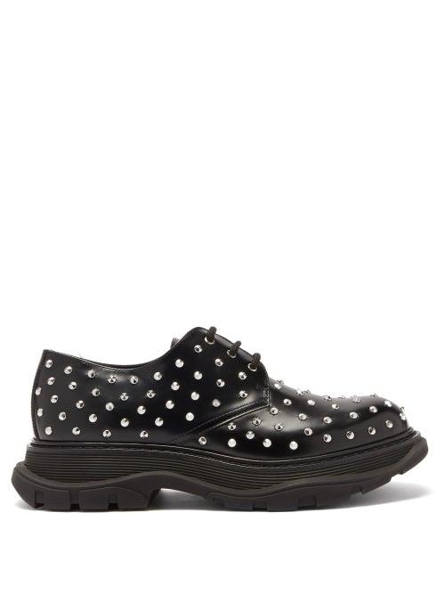 Matchesfashion.com Alexander Mcqueen - Tread Studded Leather Derby Shoes - Mens - Black Silver