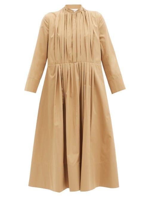 Matchesfashion.com Jil Sander - Nikki Pleated Cotton Shirt Dress - Womens - Tan