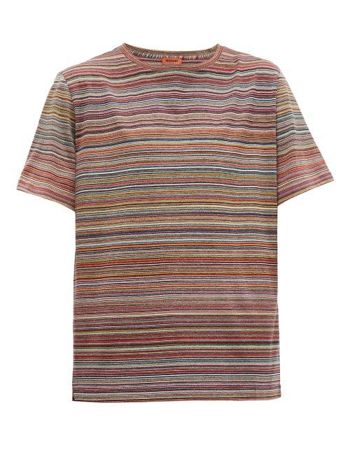 Matchesfashion.com Missoni - Striped Cotton T Shirt - Mens - Red Multi