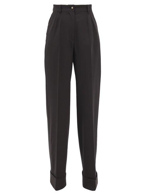 Dolce & Gabbana - Pleated Wide-leg Virgin Wool-blend Trousers - Womens - Black