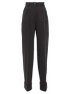 Dolce & Gabbana - Pleated Wide-leg Virgin Wool-blend Trousers - Womens - Black