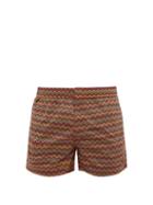 Matchesfashion.com Missoni Mare - Zigzag Print Swim Shorts - Mens - Red Multi