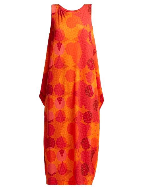 Matchesfashion.com Issey Miyake - Sunlight Geometric Print Dress - Womens - Orange